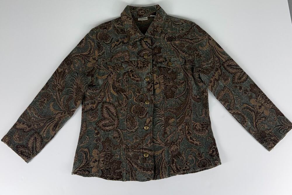Chico's Women's Paisley Tapestry Jacket Shirt Shacket Size 1